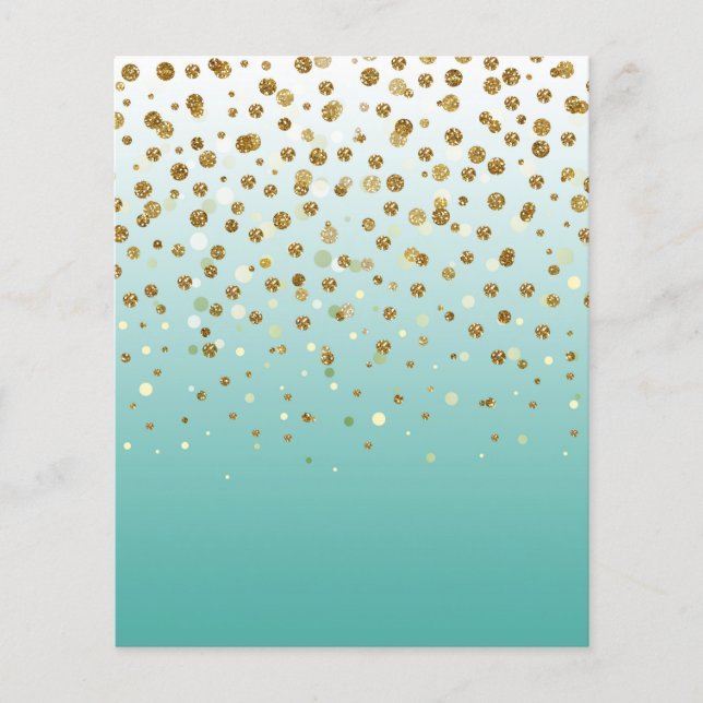 Modern Girly gold glitter confetti Blue Gradient  Flyer (Front)