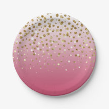Modern Girly gold glitter confetti Pink Gradient