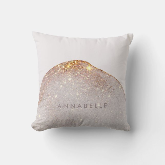 Modern girly gold watercolor shapes simple elegant cushion (Front)