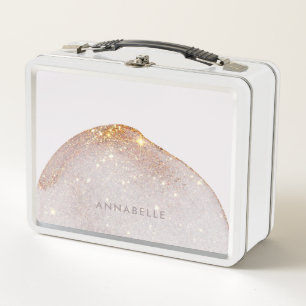 Modern girly gold watercolor shapes simple elegant metal lunch box