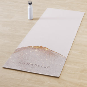 Modern girly gold watercolor shapes simple elegant yoga mat