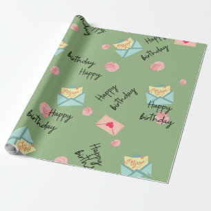 Modern girly green birthday wrapping paper