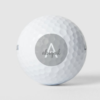 Modern Girly Grey Modern Monogram Name Golf Balls