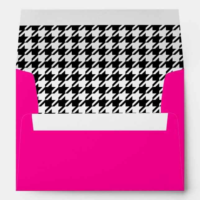 Modern Girly Hot Pink Houndstooth Party Envelope (Back (Bottom))