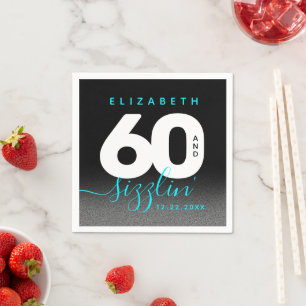 Modern Girly Ice Blue 60 and Sizzling Napkin