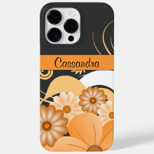 Modern Girly Ivory Gold Hibiscus Floral Swirls Case-Mate iPhone 14 Pro Max Case