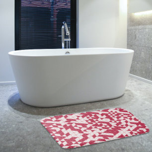 Modern Girly Magenta Pink  Geometric Bath Mat