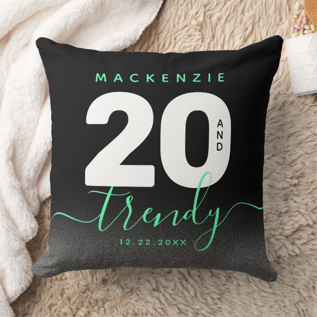 Modern Girly Mint Green 20 and Trendy Cushion (Blanket)