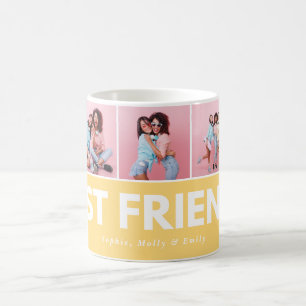 Modern girly multi photo script trendy bestfriends coffee mug