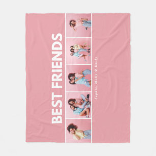 Modern girly multi photo script trendy bestfriends fleece blanket