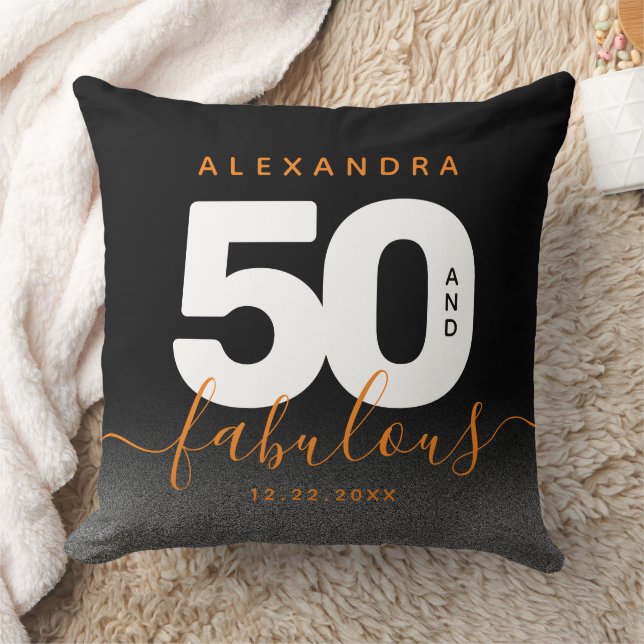 Modern Girly Orange 50 and Fabulous Cushion (Blanket)