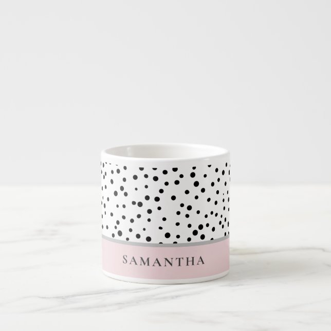 Modern Girly Pastel Pink With Personalised Name Espresso Cup (Front)
