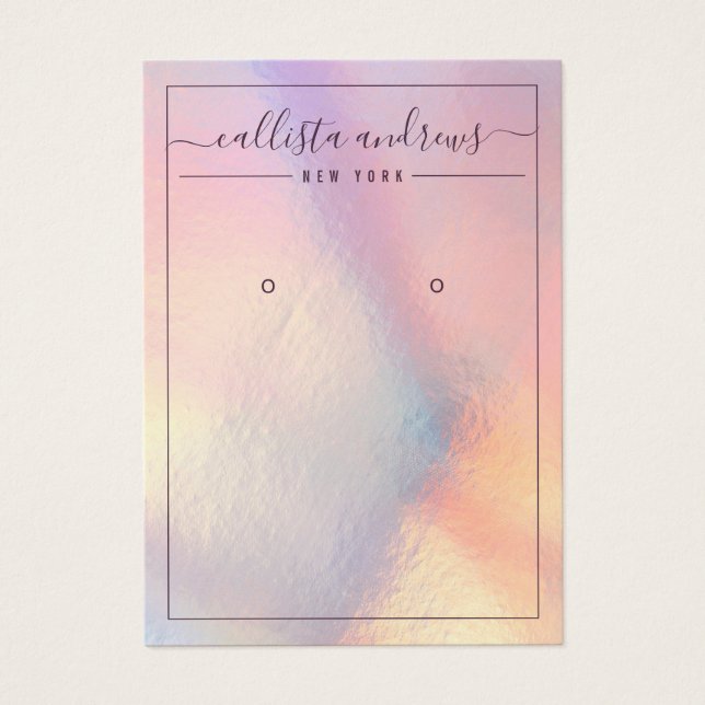 Modern Girly Peach Iridescent Earring Display Card (Front)