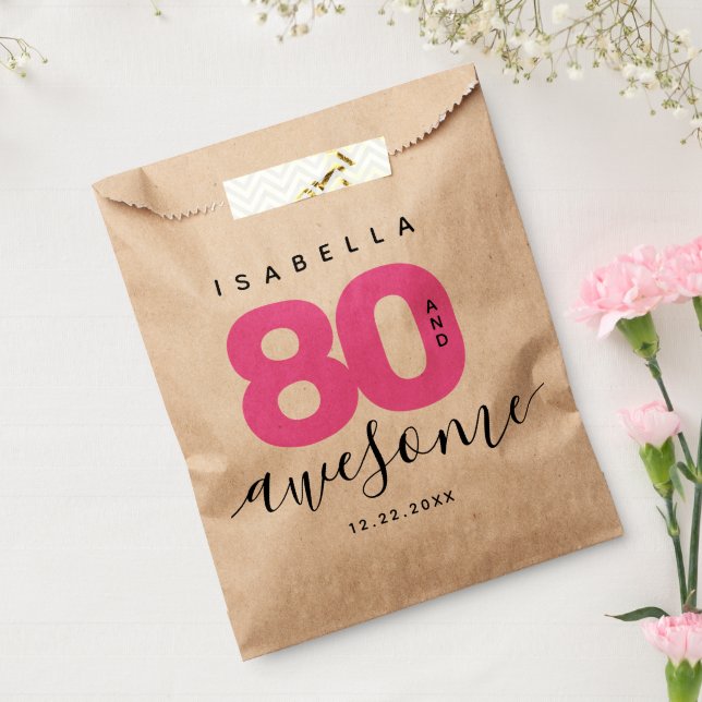 Modern Girly Pink 80 and Awesome Favour Bag (Sealed)