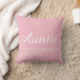 Modern Girly Pink Best Ever Aunt Auntie Definition Cushion