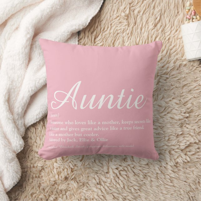 Modern Girly Pink Best Ever Aunt Auntie Definition Cushion (Blanket)