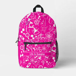 modern girly pink biochemistry life is complex printed backpack