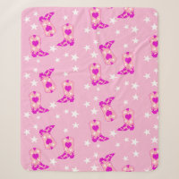 Modern Girly Pink Cowgirl Western Boots Stars Pink