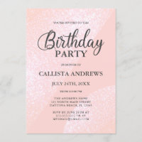Modern Girly Pink Glitter Geometric Birthday