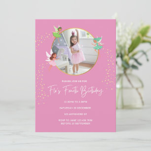 Modern Girly Pink Gold . Birthday Party Invitation