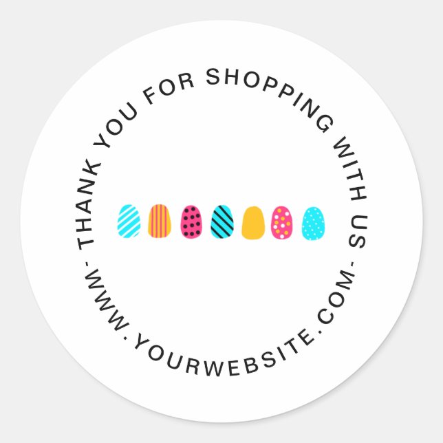 Modern Girly Pink Teal Nail Salon Classic Round Sticker (Front)