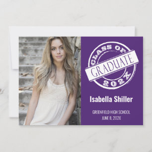 Modern Girly Purple Photo Grad Graduation Party  Invitation