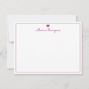 Modern Girly Purple Violet Heart Feminine Script Card