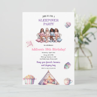 MODERN GIRLY PYJAMAS PARTY INVITATION