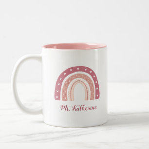Modern Girly Rainbow Boho Pastel Pink  Two-Tone Coffee Mug