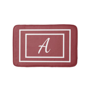 Modern Girly Red Monogram Initial Bath Mat