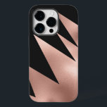 Modern Girly Rose Gold Black Geometric Case-Mate iPhone 14 Pro Case<br><div class="desc">This modern and chic pattern is perfect for the trendy and stylish woman. It features a faux printed rose gold foil and black geometric triangle zigzag colour blocks. It's an elegant, pretty, and fashionable design! ***IMPORTANT DESIGN NOTE: For any custom design request such as matching product requests, colour changes, placement...</div>