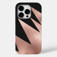 Modern Girly Rose Gold Black Geometric