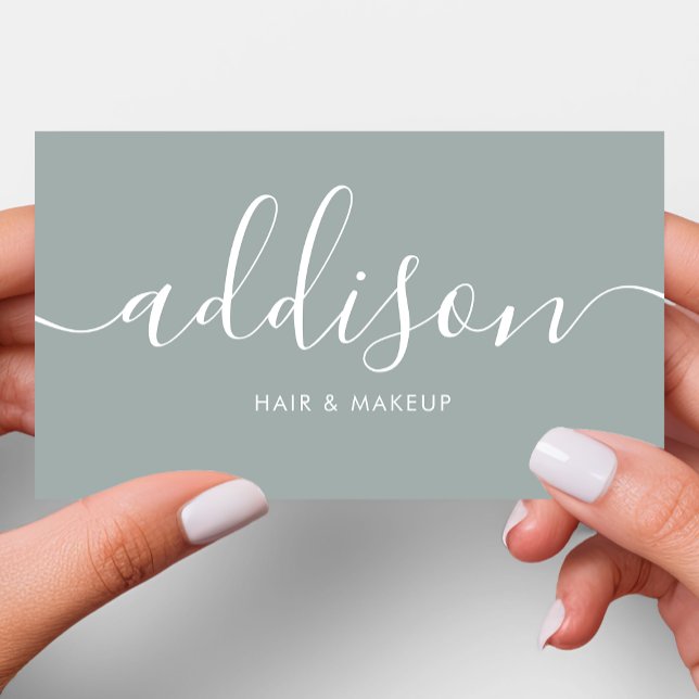 Modern Girly Sage Green Minimalist Calligraphy Business Card (Creator Uploaded)