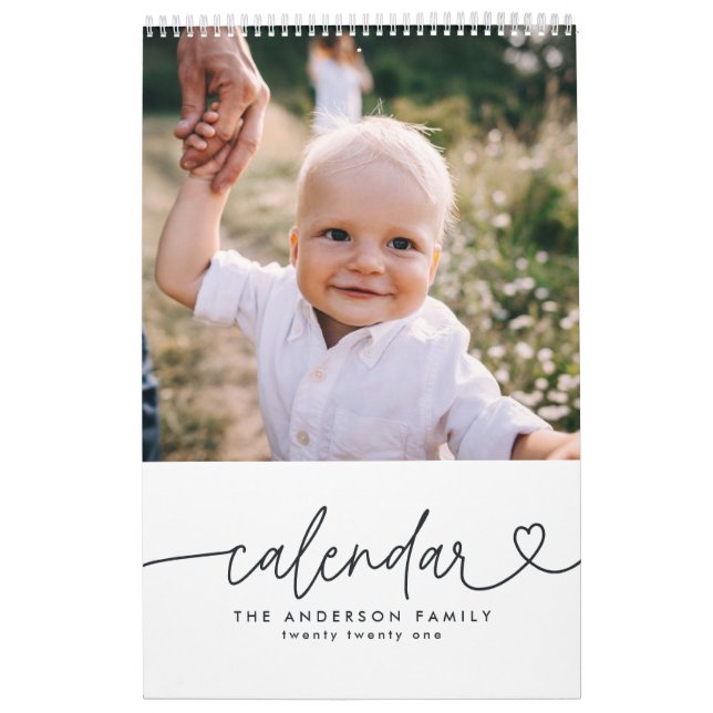 Modern girly script typography minimal multi photo calendar (Cover)