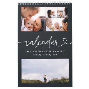 Modern girly script typography minimal multi photo calendar