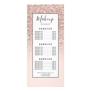 Modern girly sequins rose gold glitter ombre blush rack card