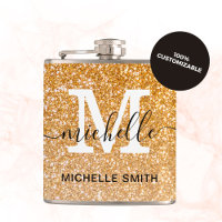 Modern Girly Shiny Gold Glitter Name Monogram