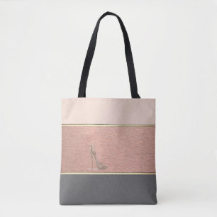 Modern Girly Striped,High Heel Tote Bag