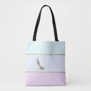 Modern Girly Striped,Ombre ,High Heel Tote Bag