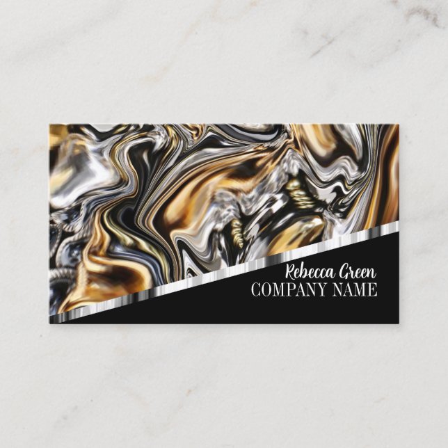 Modern Girly Stylish Black Gold Fashion Beauty Business Card (Front)