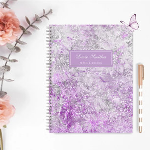 Modern Girly Stylish Chic Purple Glitter Monogram Notebook