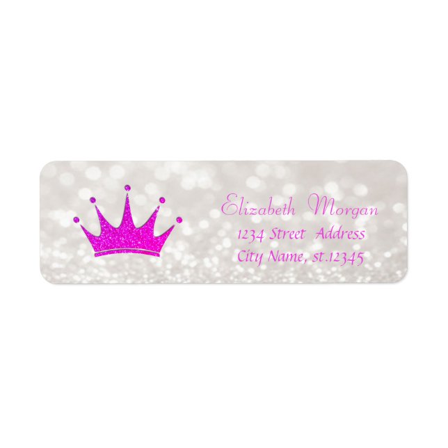 Modern Girly  Stylish Glittery Bokeh,Tiara Return Address Label (Front)