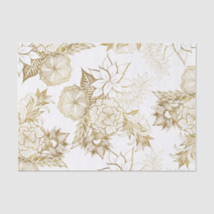 Modern Girly Yellow Gold Floral Illustrations Tissue Paper