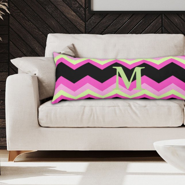 modern girly zigzag pattern black fuchsia chevron body cushion (modern girly zigzag pattern black fuchsia chevron body pillow)