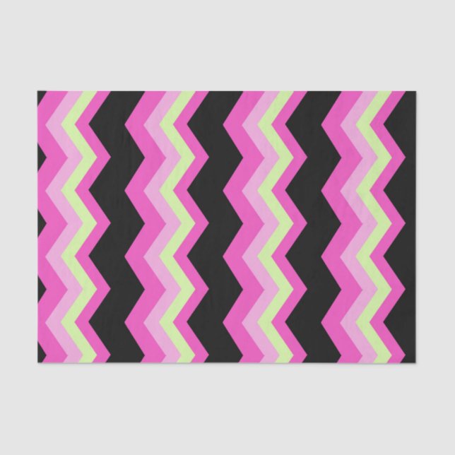 modern girly zigzag pattern black fuchsia chevron tissue paper (Front)