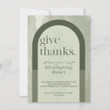 Modern Give Thanks Friendsgiving Invitation Green