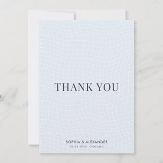 Modern Glacial Blue & Charcoal Warped Grid Thank You Card