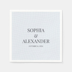 Modern Glacial Blue & Warped Grid Napkin