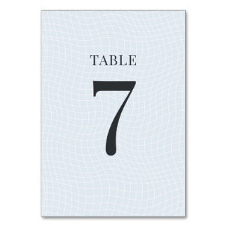 Modern Glacial Blue & Warped Grid Table Number