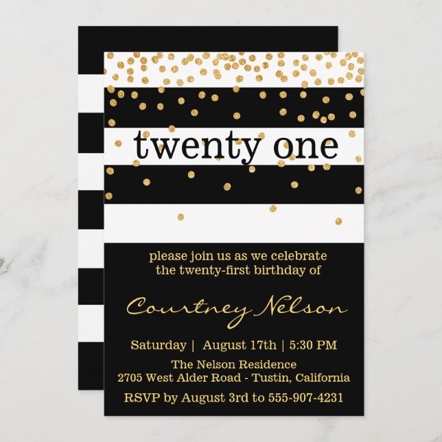 Modern Glam Birthday Invitation (Front/Back)